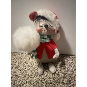 Vintage Annalee Christmas Mouse 6.5" w/ Snowball Closed Eyes Decor Figure 1991